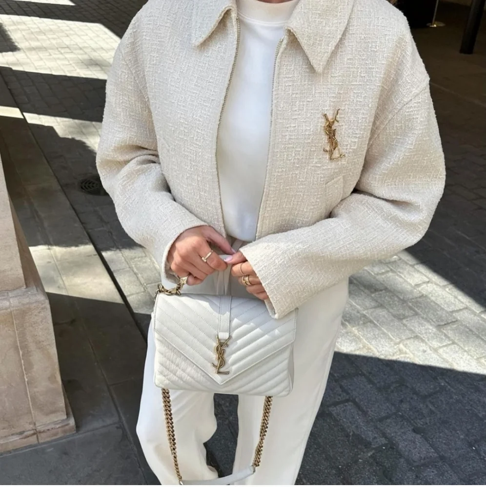 Zara Tweed Bomber Jacket Cream Size XS - Picture 10 of 16